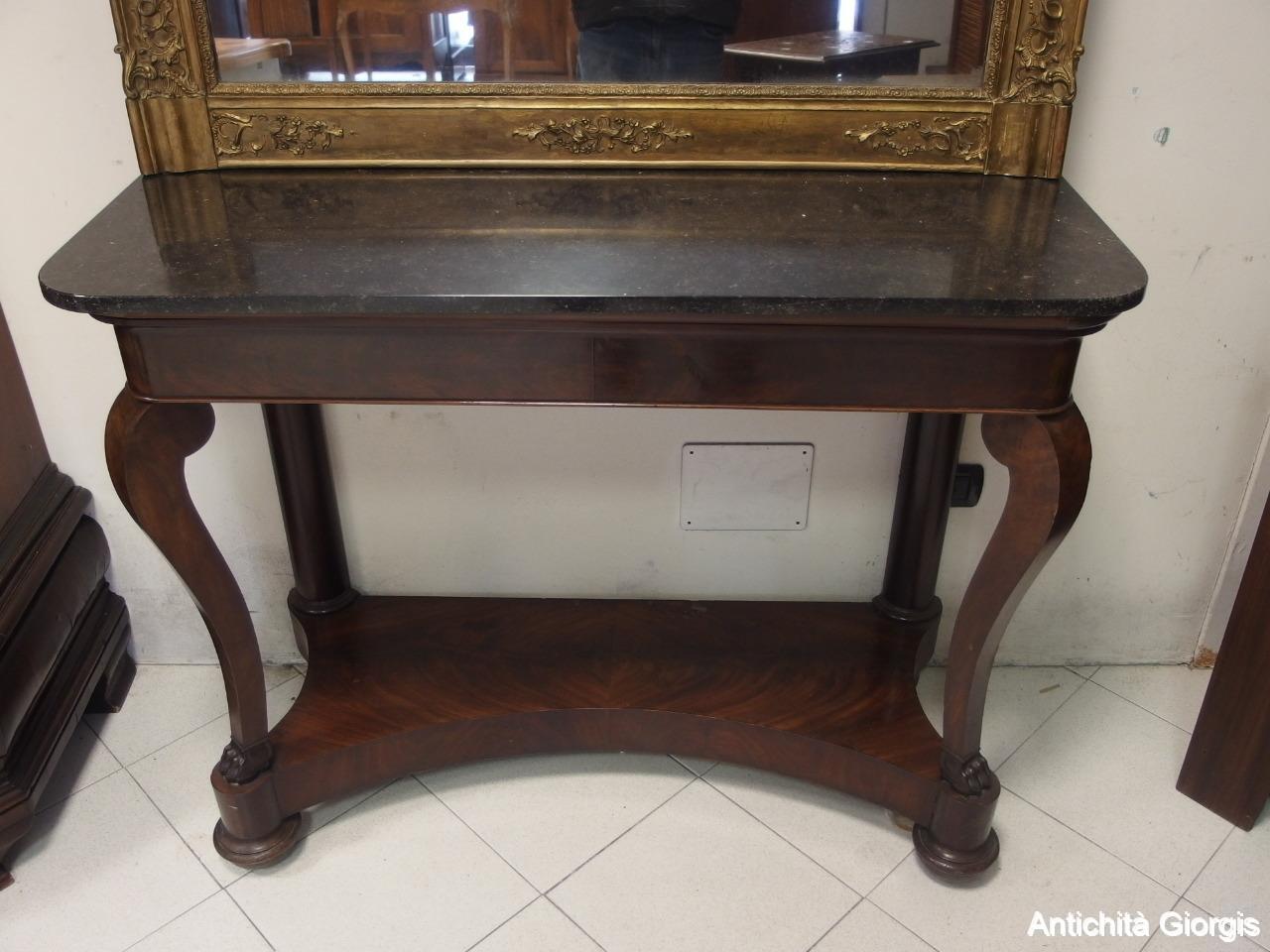 CONSOLE IN PIUMA DI MOGANO STILE CARLO X EPOCA 800 cm l119xP50xH96